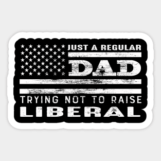 Just A Regular Dad Trying Not To Raise Liberals Usa Flag Sticker